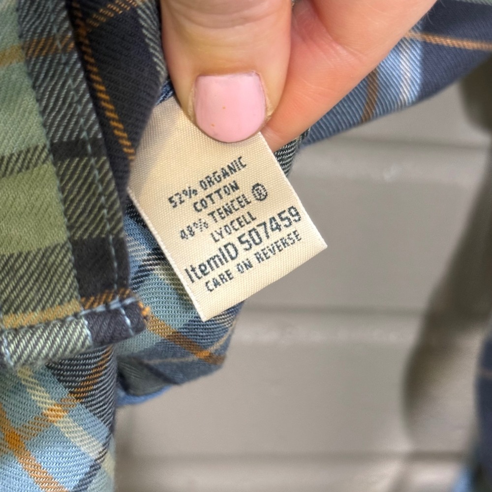 LL Bean Rangeley Flannel Shirt Plaid Button Carbon Navy Sml Organic Cotton Gorp - Picture 10 of 13